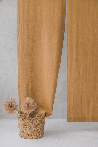 Schwerer Noren-Vorhang aus Leinen in Kamel