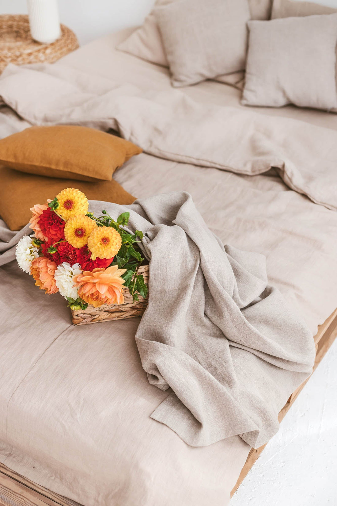 Überwurfdecke aus natürlichem Leinen