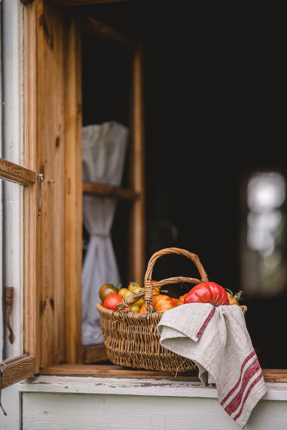 Leinenhandtücher mit kirschroten Streifen - 2er-Set