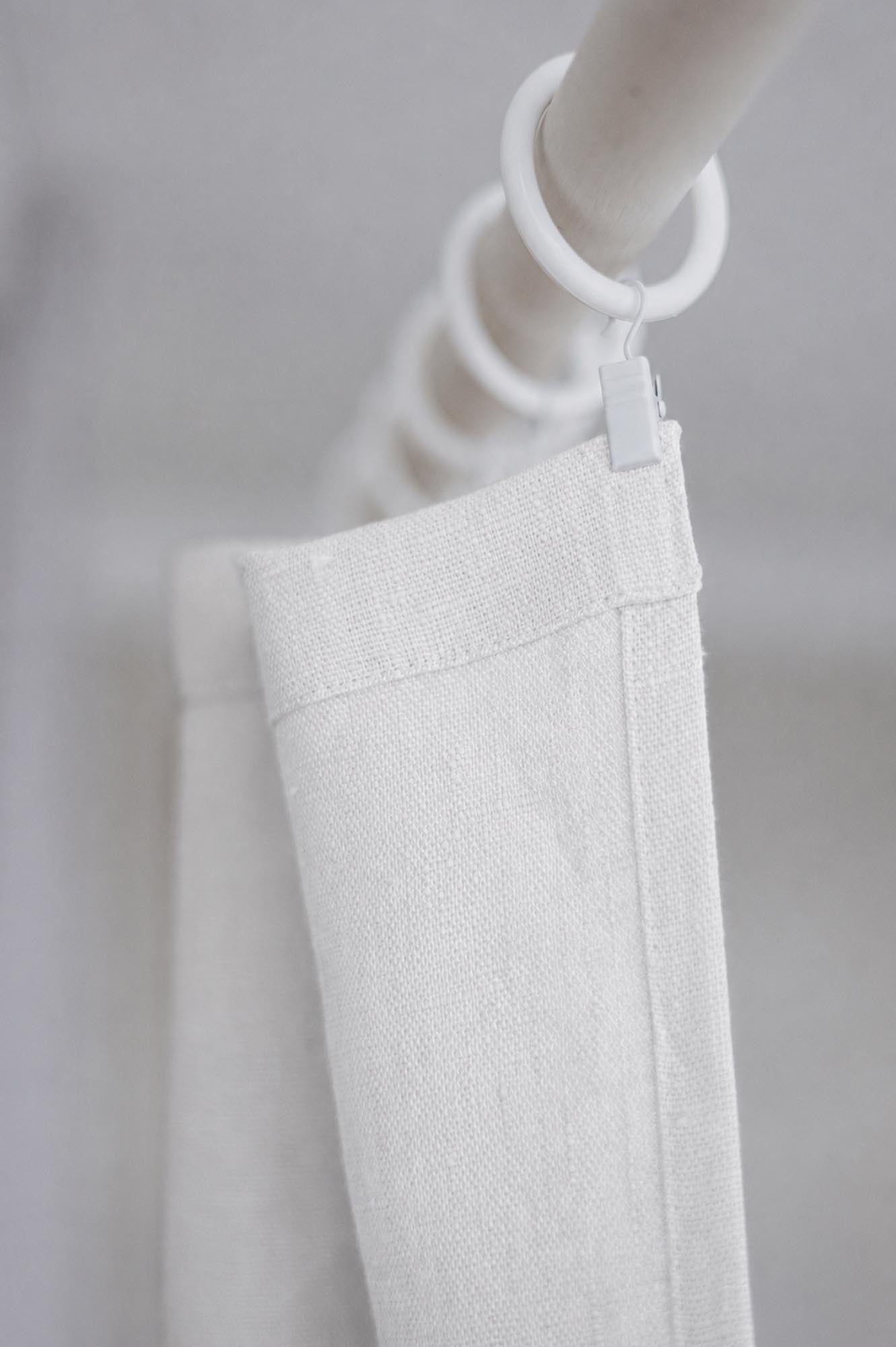 Schwerer Leinenvorhang in Off-White mit einfachem Saum, für Clips